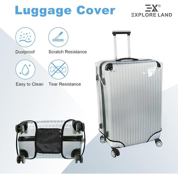 Large Clear Luggage Protector Cover – Waterproof Suitcase Cover with Secure Fit - Picture 4 of 6